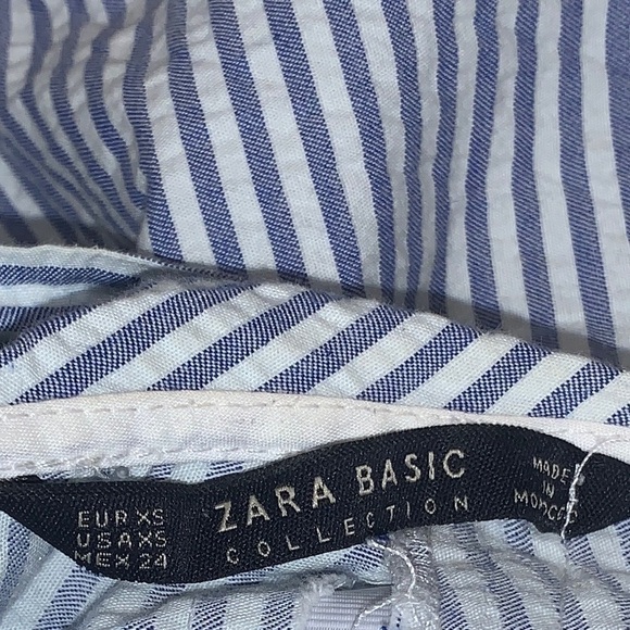 Zara blue white striped jumpsuit with ruffles size XS - Picture 12 of 16